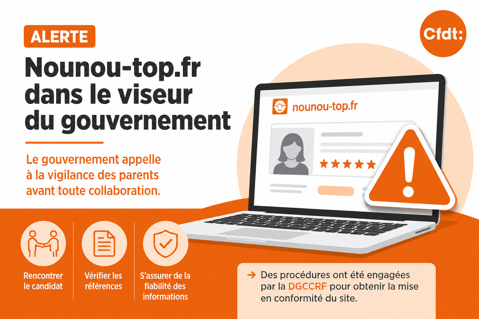 Le site internet nounou-top.fr dans le viseur du gouvernement pour pratiques commerciales trompeuses sur les compétences des profils !